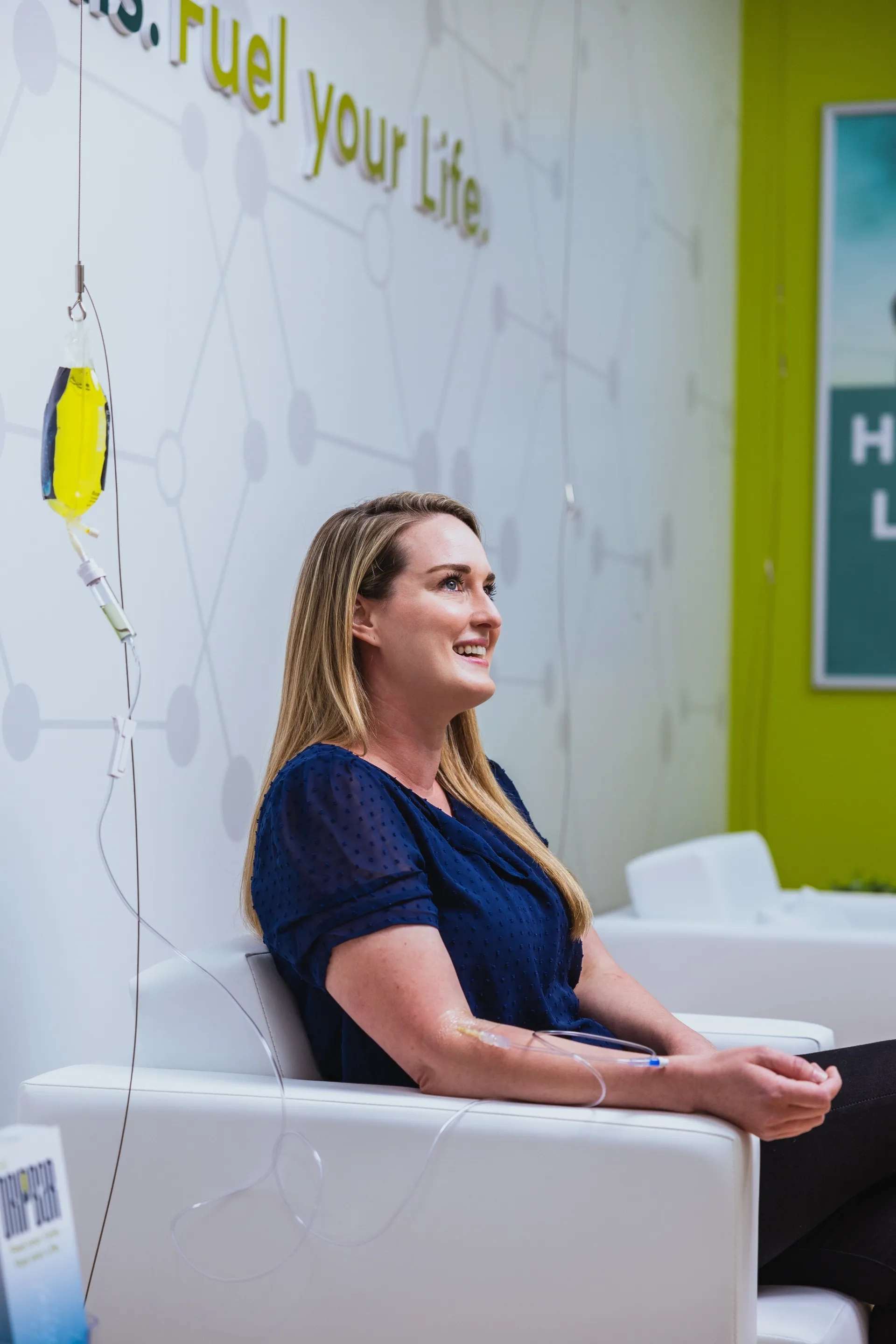 A smiling nurse in the lounge