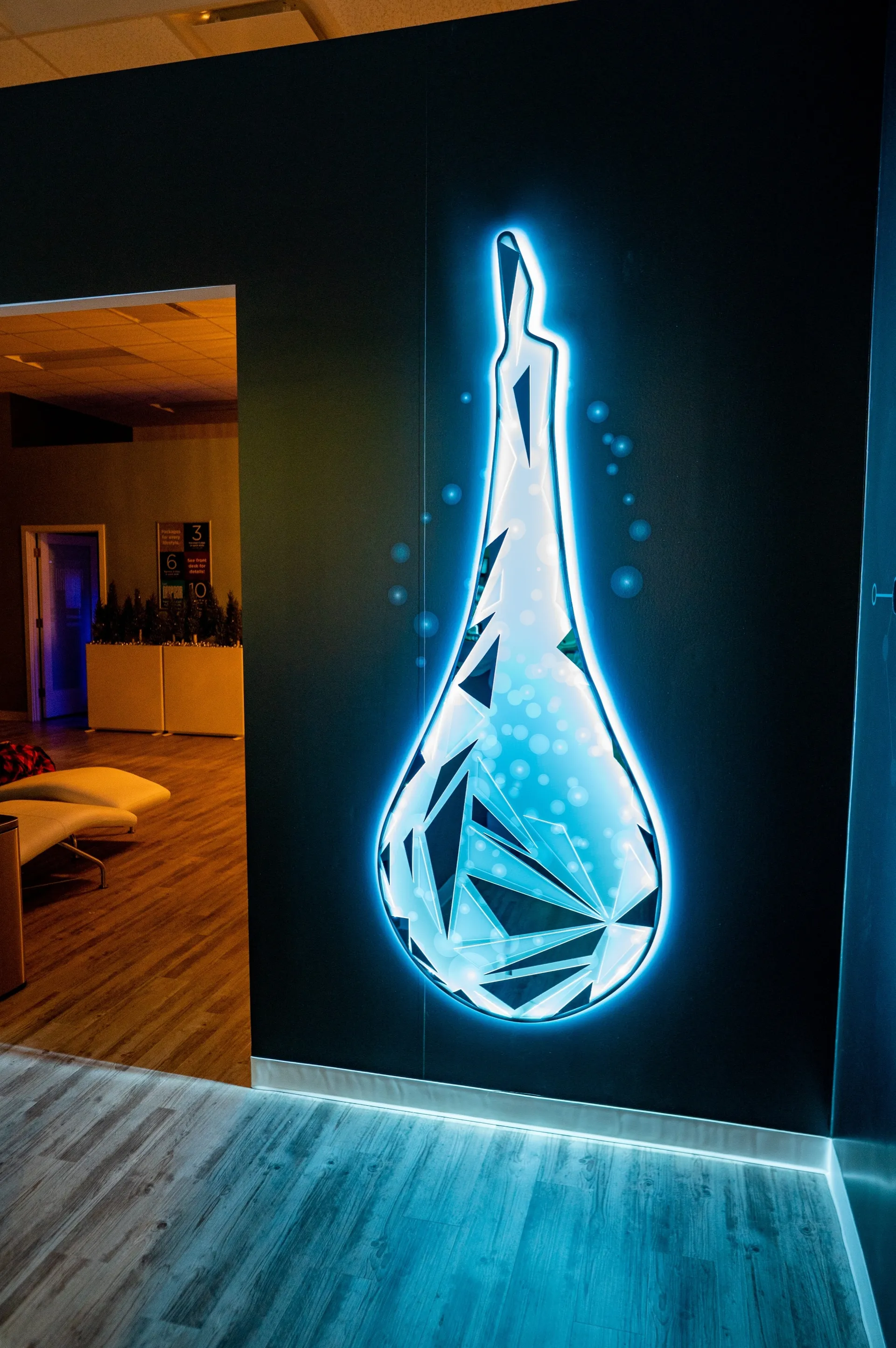 The glowing DRIPBaR drop wall